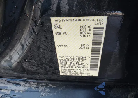 2015 Nissan Altima 2.5 S from USA, damaged, VIN 1N4AL3AP4FC439546
